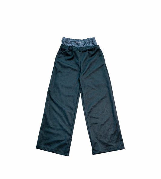 Black Suede Double Waistband Joggers